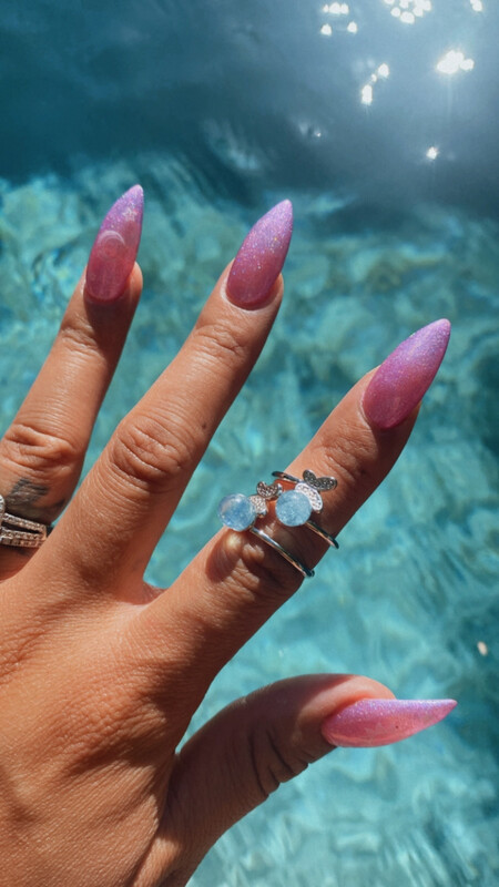 Aquamarine - Polished - Silver Alloy Adjustable Rings