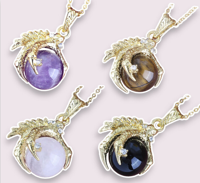 Dragon Claw - Crystal Sphere Pendant Necklace