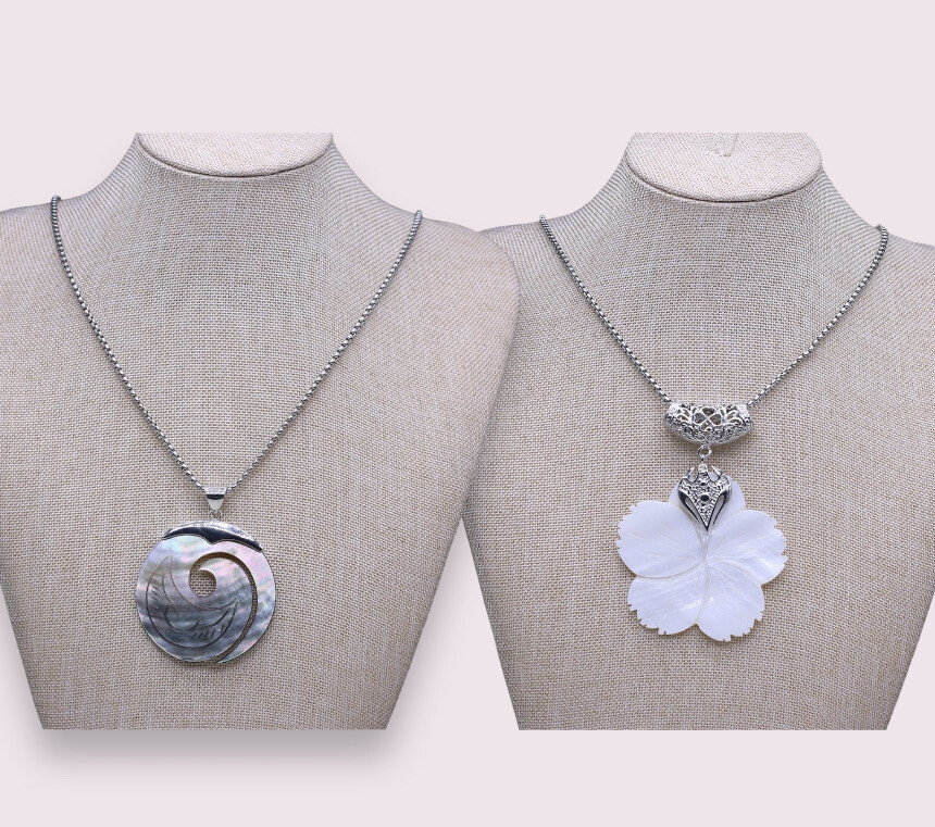 Large Mother of Pearl - Large Abalone Shell / Intuition & Protection Pendant Necklace
