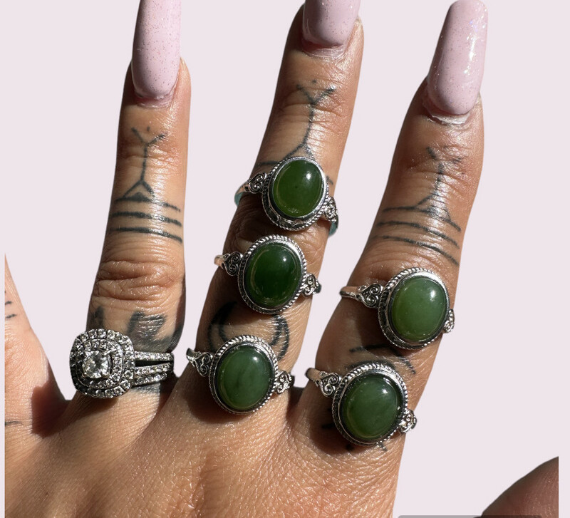 Green Jade Adjustable Ring