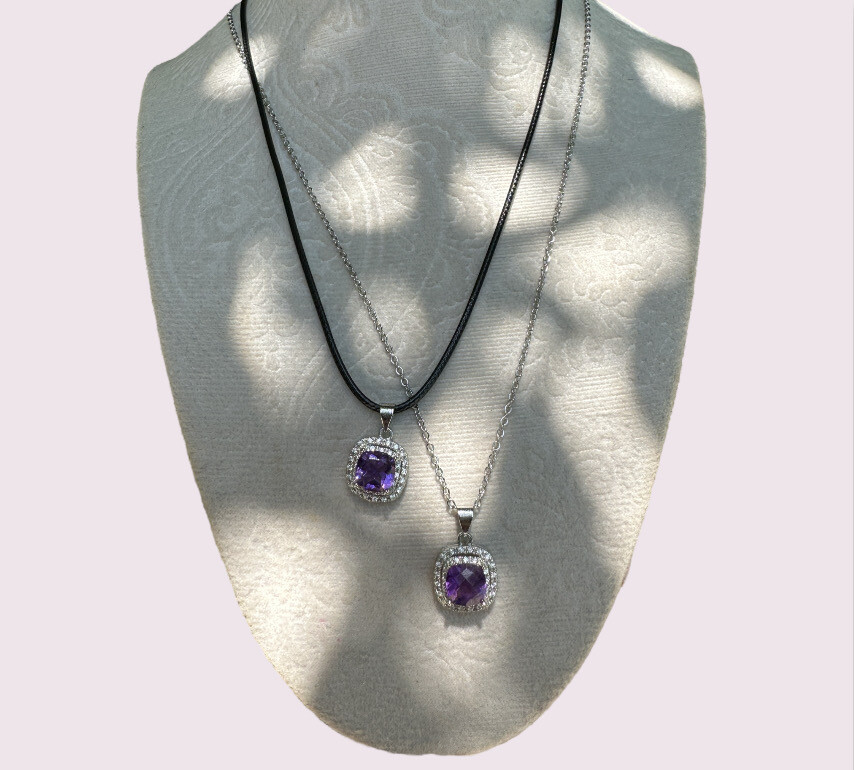 Faceted Amethyst Pendant Necklace