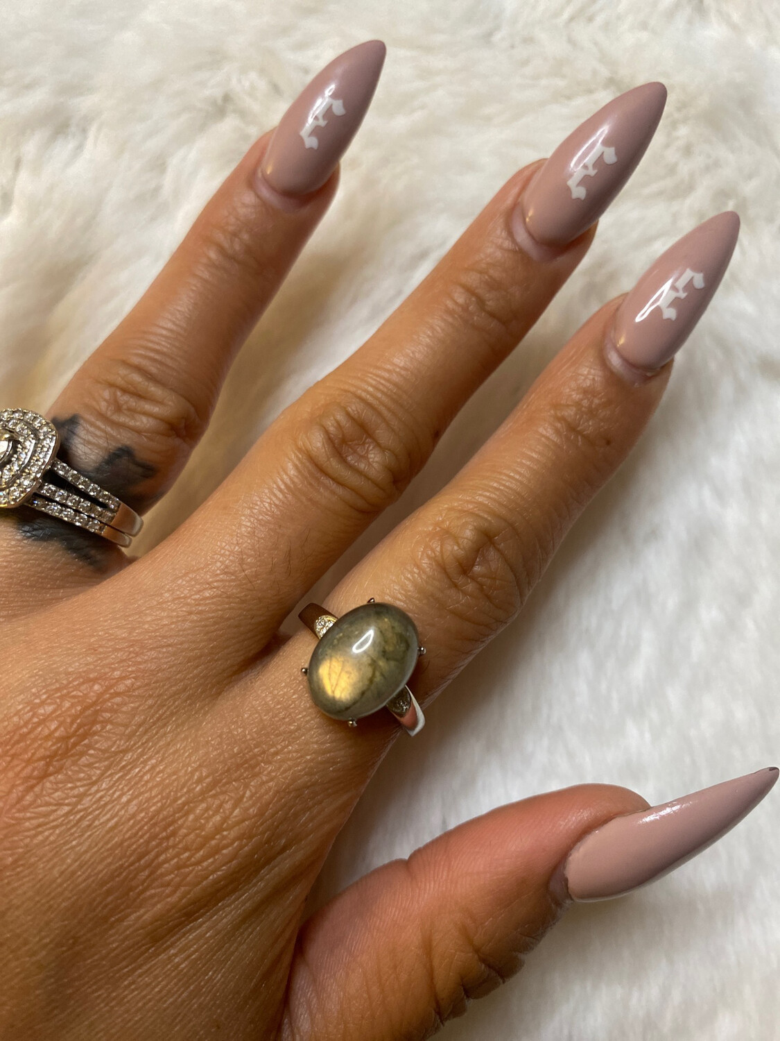 Labradorite - Flashy Polished - Silver Alloy Adjustable Rings, Intuitively Select Your Ring Here: 1 - Big