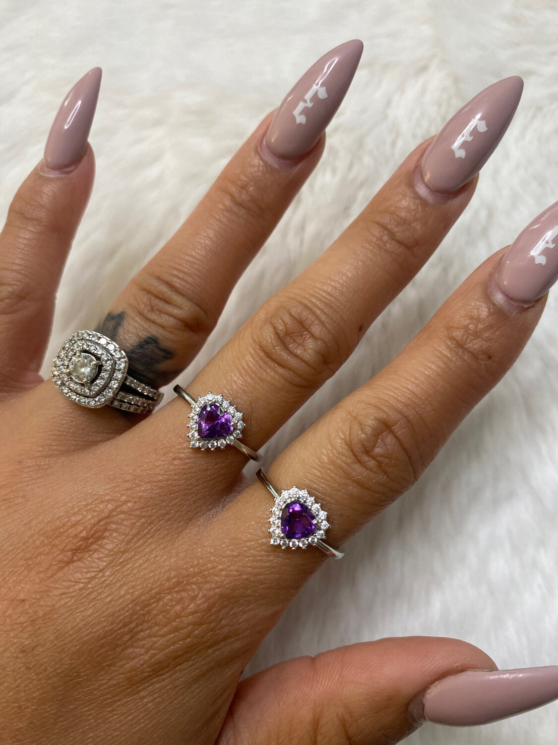 Amethyst - Faceted & Polished - Silver Alloy Adjustable Rings, Intuitively Select Your Ring Here: 1