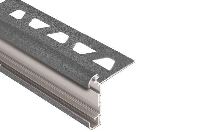 Schluter®-RONDEC-CT, Product Type: Profile, Material: Aluminum, Finish: Pewter, Height: 8mm (5/16&quot;), Length: 250cm (8&#39; 2-1/2&quot;)