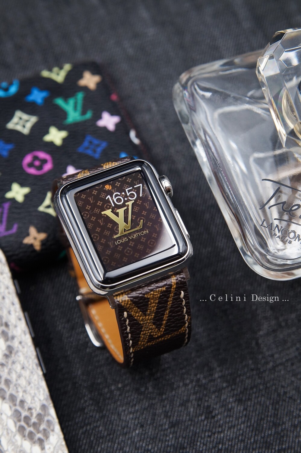 Repurposed Louis Vuitton Apple Watch Band LV Monogram display picture 1