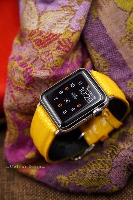Yellow Stingray Leather Apple Watch Bands