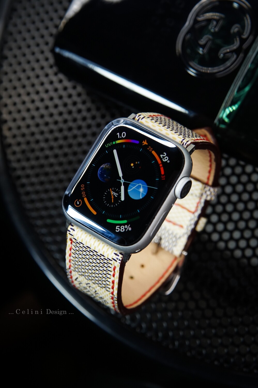 Upcycled LV Apple Watch Bands - Damier Graphite