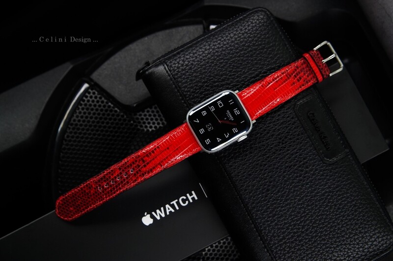 Red Lizard Leather Apple Watch Band