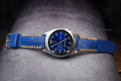 Premium Blue Stingray Leather Samsung Watch Strap