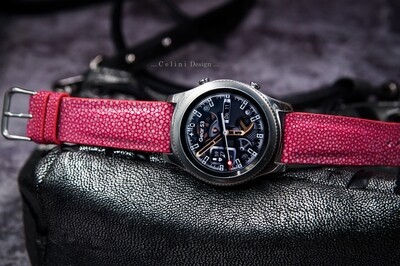 Premium Pink Rosa Stingray Leather Samsung Watch Strap