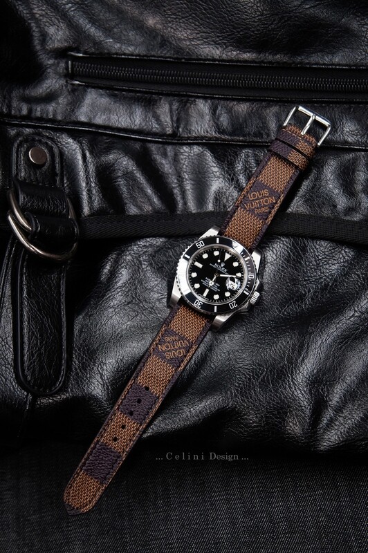 Recycled LV 20mm Watch Strap LV Damier Ebene