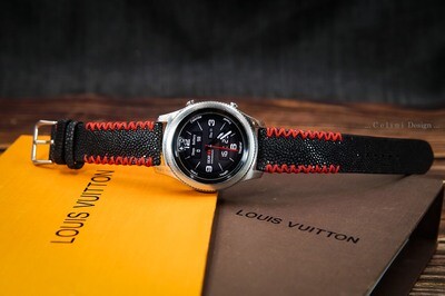 Premium Stingray Leather Samsung Watch Strap Tribal Stitching