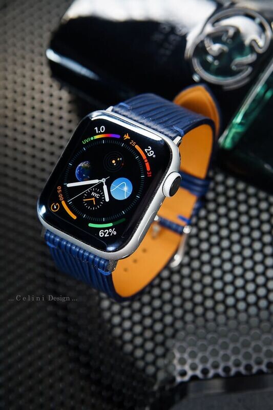 Handmade Blue EPI Leather Apple Watch Band