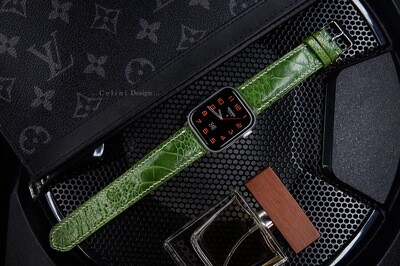 Premium Green Ostrich Leather Apple Watch Band