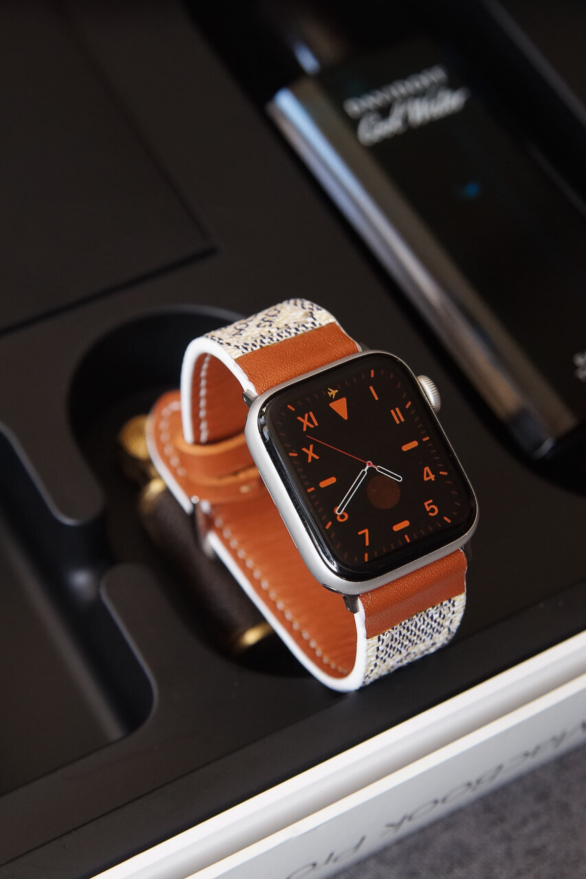 24K Gold Plated 45MM Hermes Apple Watch SERIES 8 Louis Vuitton Band LV  CUSTOM 