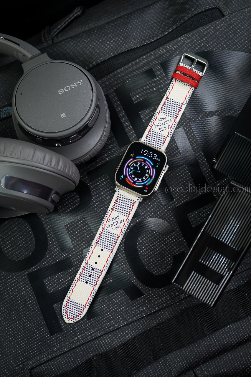 Double Wrap LV Damier Apple Watch Band - Azur - Style Halo