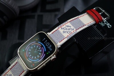 LV Apple Watch Band LV Damier Azur for All Apple Watch