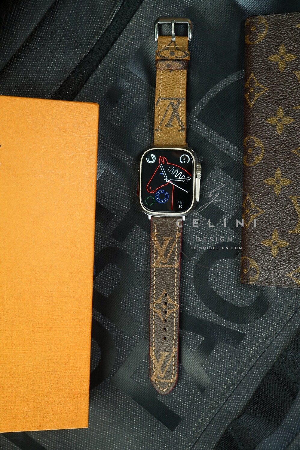 LV Brown and Beige Monogram Apple Watch Band