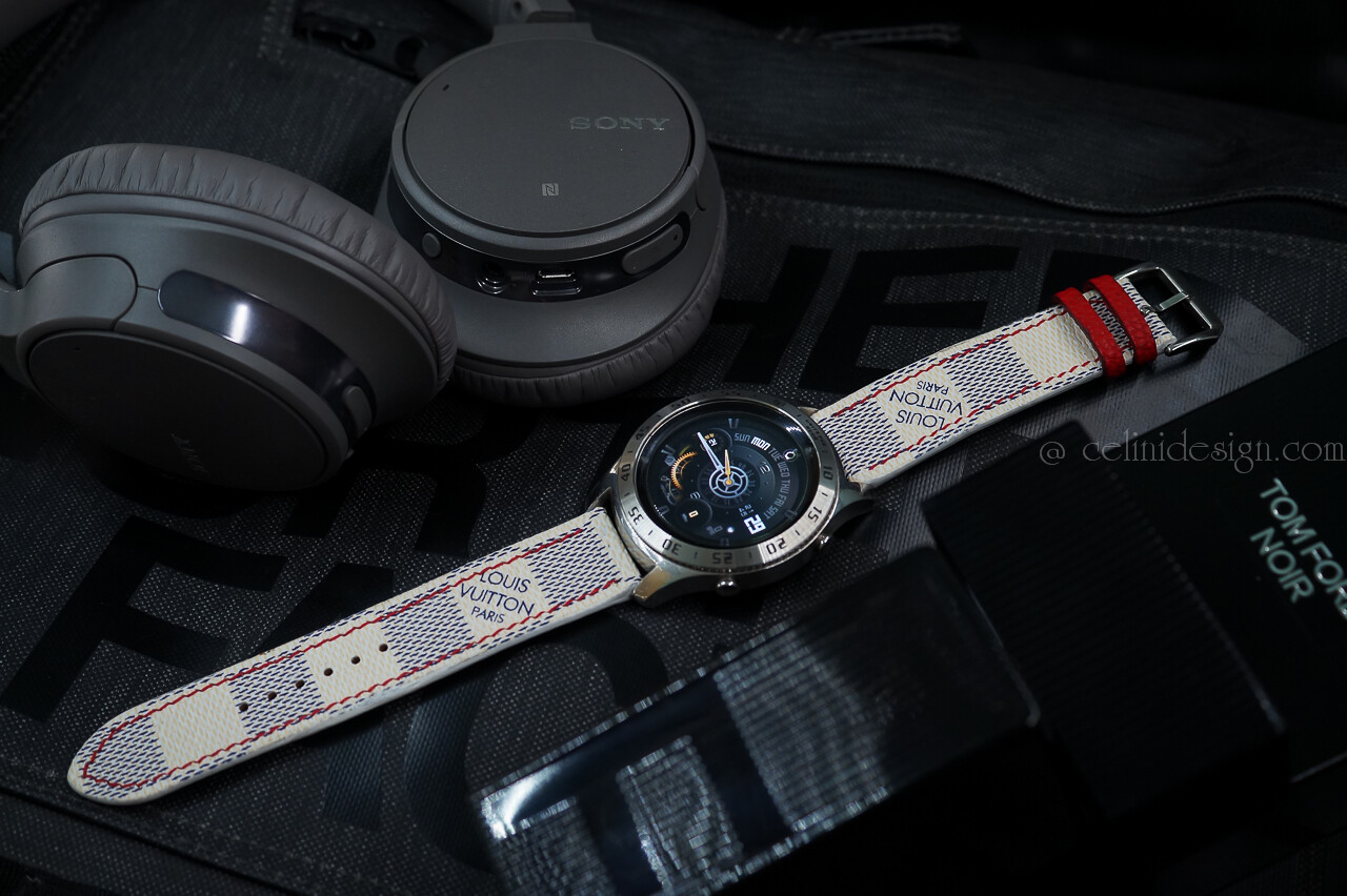 Louis Vuitton Damier Azur Watch Strap - Sevilla Size 2 Spark*l The Louie Damier Cream and Blue Watch Band for Apple Watch  main image 2
