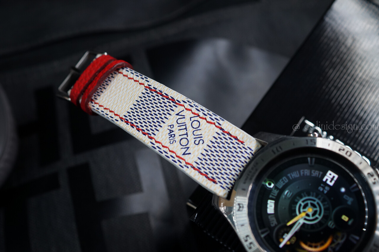 ‼️ Damier Azure Smart Watch band Apple or Samsung Handmade with ❤️ Authentic Damier Azur Apple Watch band main image 4