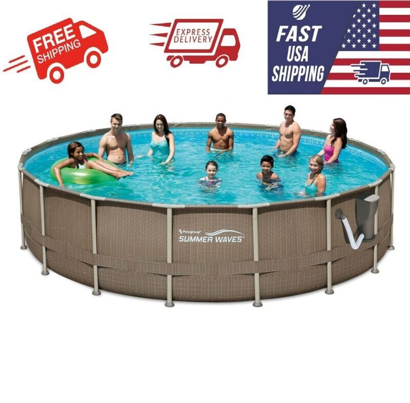 Summer Waves 14ft x 42in Elite Frame Pool w/Filter Pump Cover &amp; Ladder
