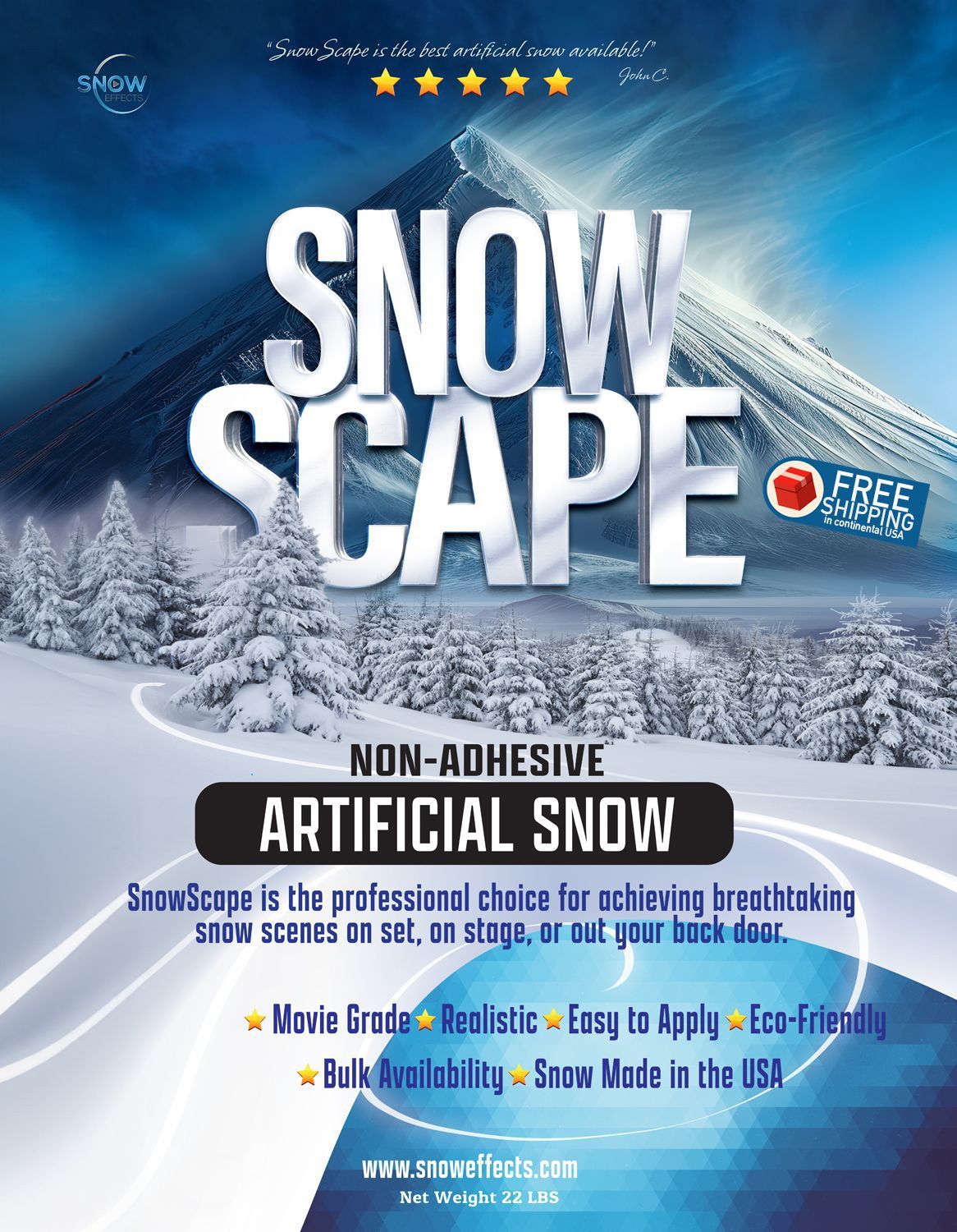 SnowScape w/ Flame Retardant - Artificial Snow For Film and Video and More 22lb bag (Non-Adhesive)