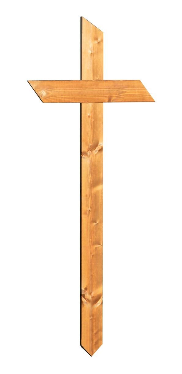 Croce provvisoria in legno d'abete finitura mogano opaco 9 cm