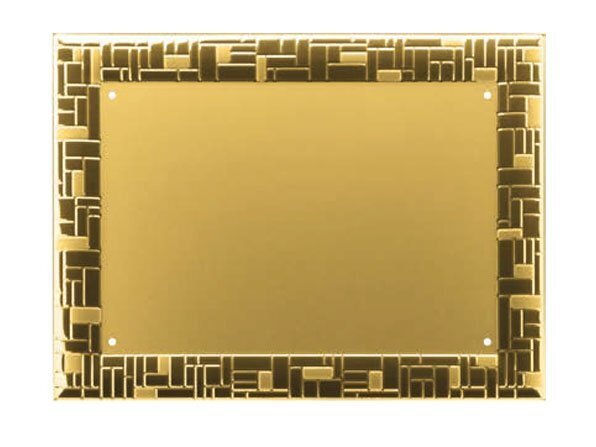 Targa in alluminio piana oro patinato e bordo in rilievo oro lucido 2