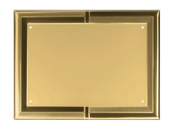 Targa in alluminio piana oro patinato e bordo in rilievo oro lucido 3