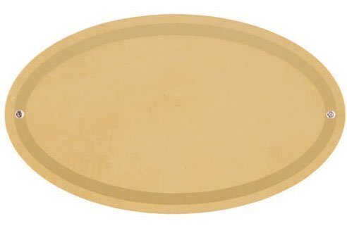Targa in alluminio piana ovale fondo oro patinato bordo oro lucido
