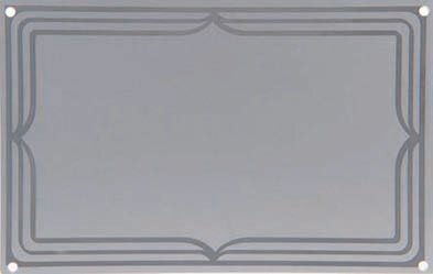 Targa in alluminio piana rettangolare fondo argento patinato con bordo teatro lucido