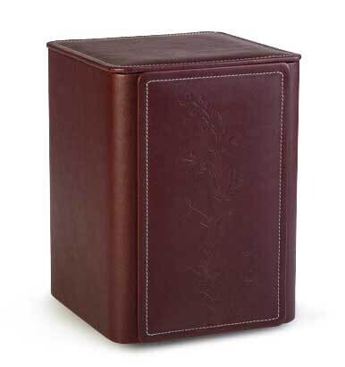 Urna ecopelle bordeaux con decoro fiore