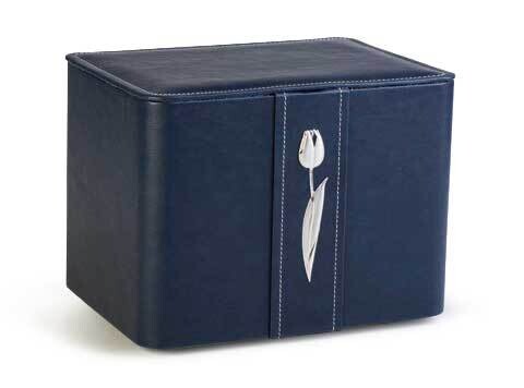 Urna ecopelle blu con tulipano