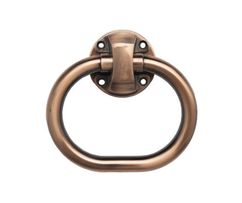 Maniglia di zama ad anello Omicron finitura rame anticato