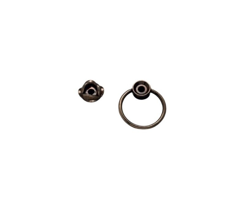 Anello alza coperchio/ferma fiori in ottone con rosa in zama finitura ottone anticato