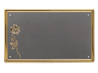 Targa in alluminio piana con rilievo rosa fondo argento patinato