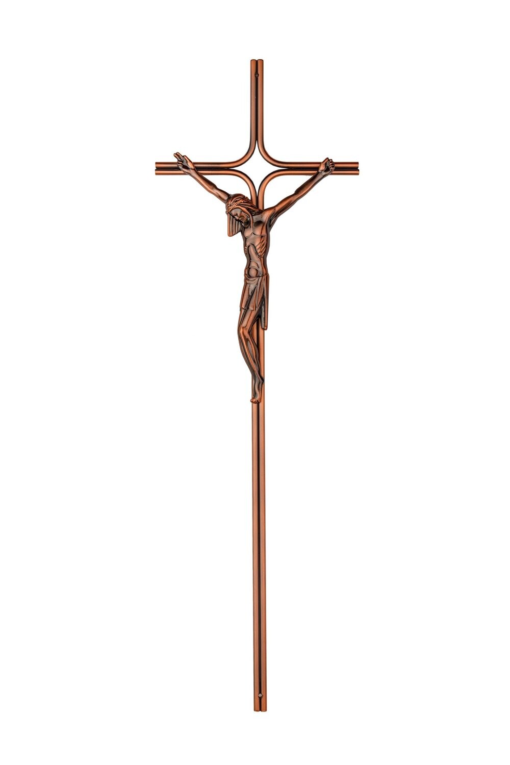 Croce in acciaio con Cristo in zama linea 561 finitura rame anticato
