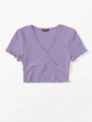 Purple Cropped Lettuce Trim Top