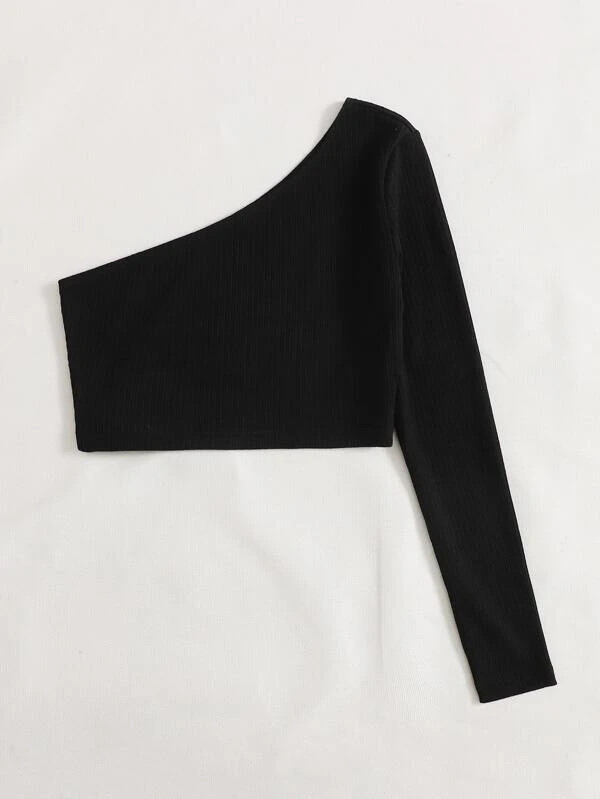 Black One Shoulder Top