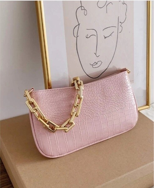 Pink baguette bag