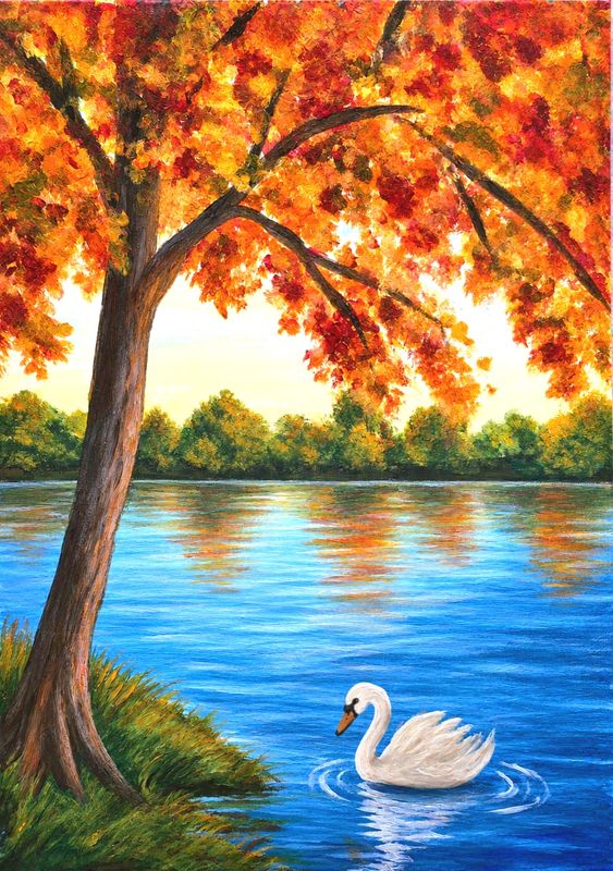 Autumn Swan Lake Sip and Paint  - Guided painting session with Prosecco and nibbles - Friday 16th October