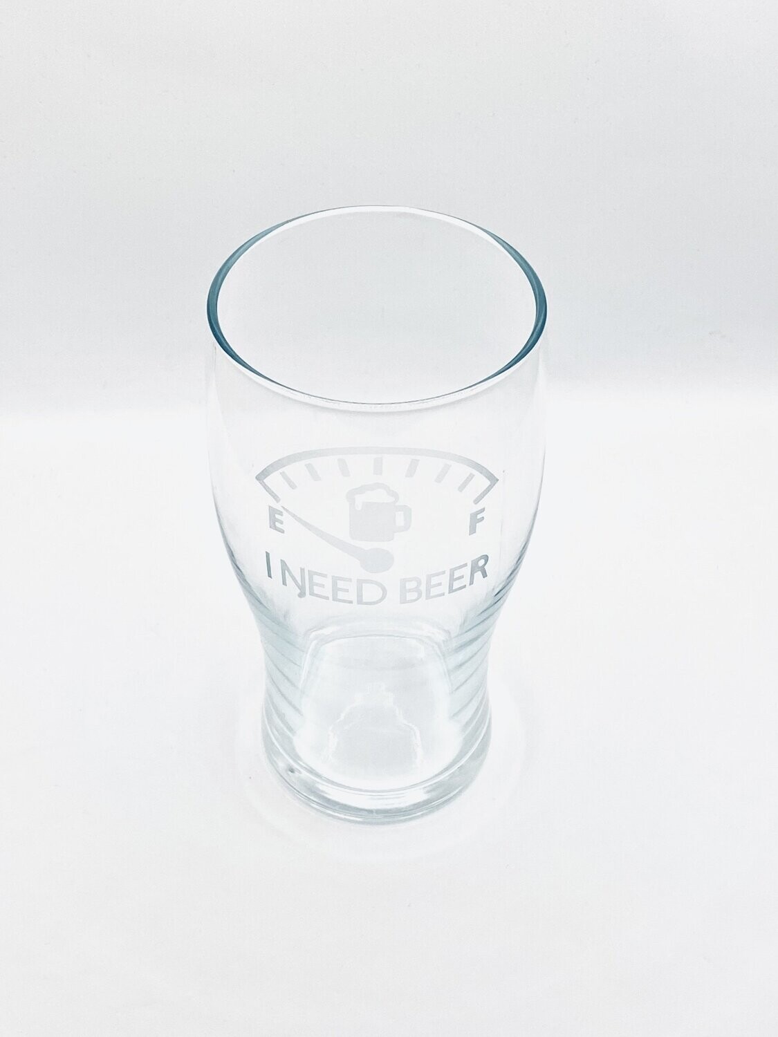 I Need Beer Fuel Gauge Pint Glass
