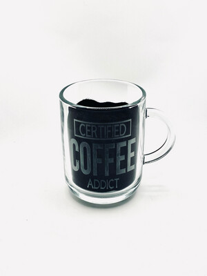 Certified Coffee Addict Glass Mug