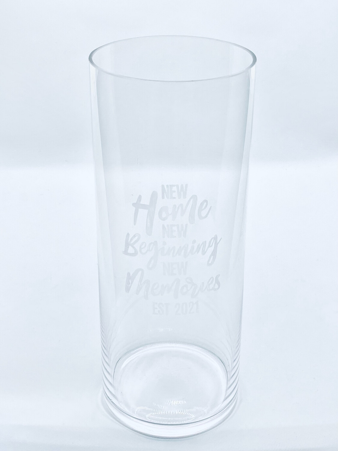 New Home New Beginning New Memories Est 'YEAR' Glass Vase