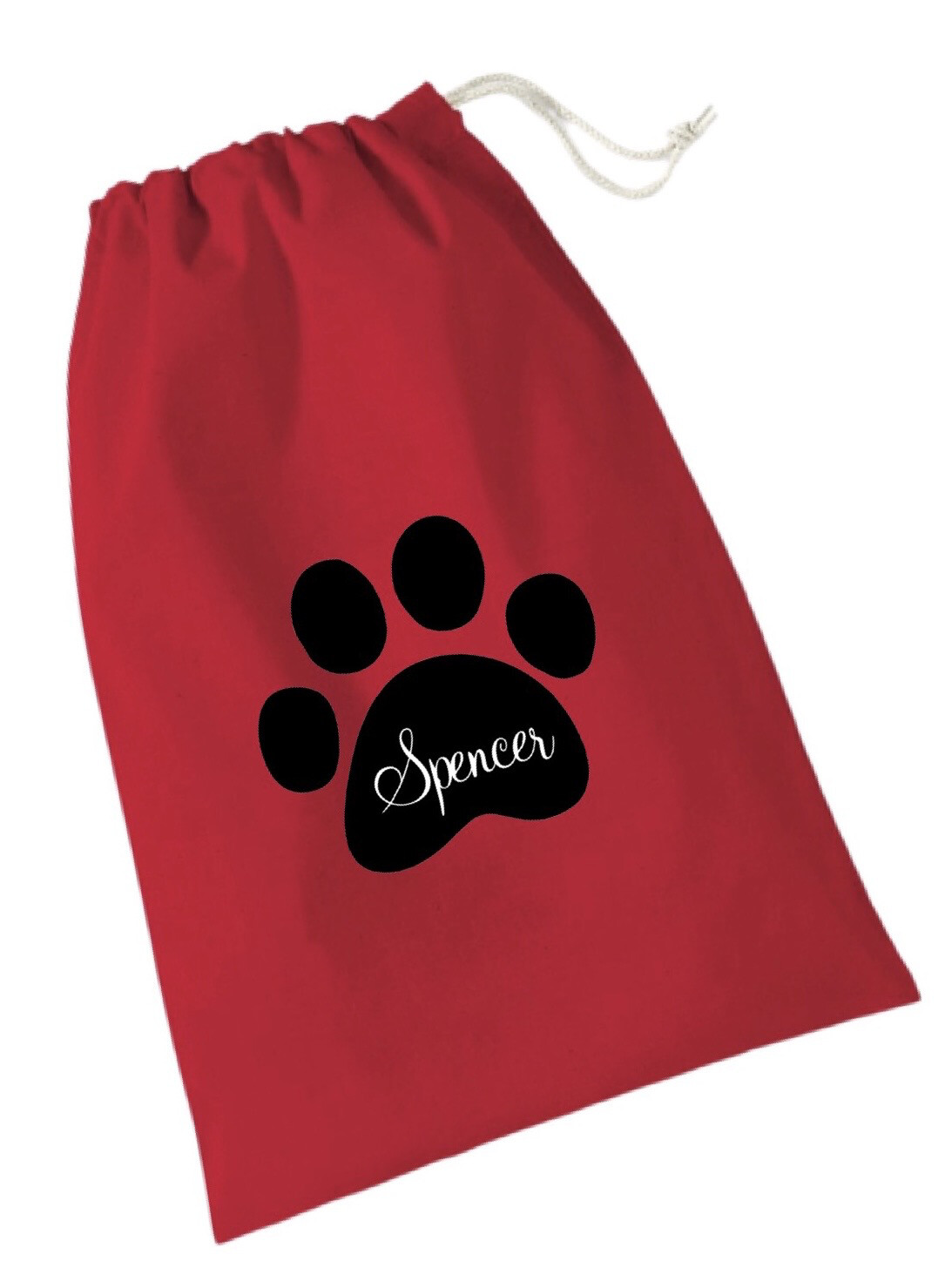 Personalised Pet Red Luxury Cotton Sack/Stocking
