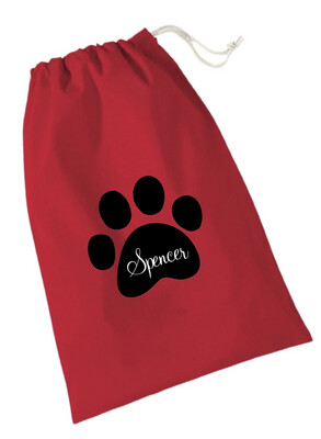Personalised Pet Red Luxury Cotton Sack/Stocking