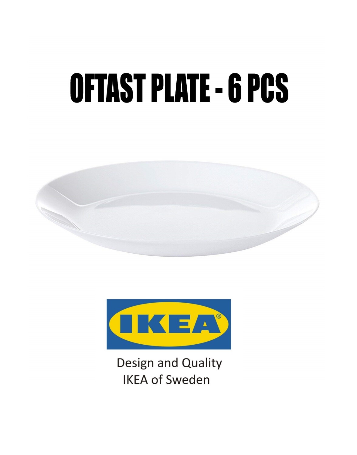 IKEA OFTAST Plate - White 6 Pcs
