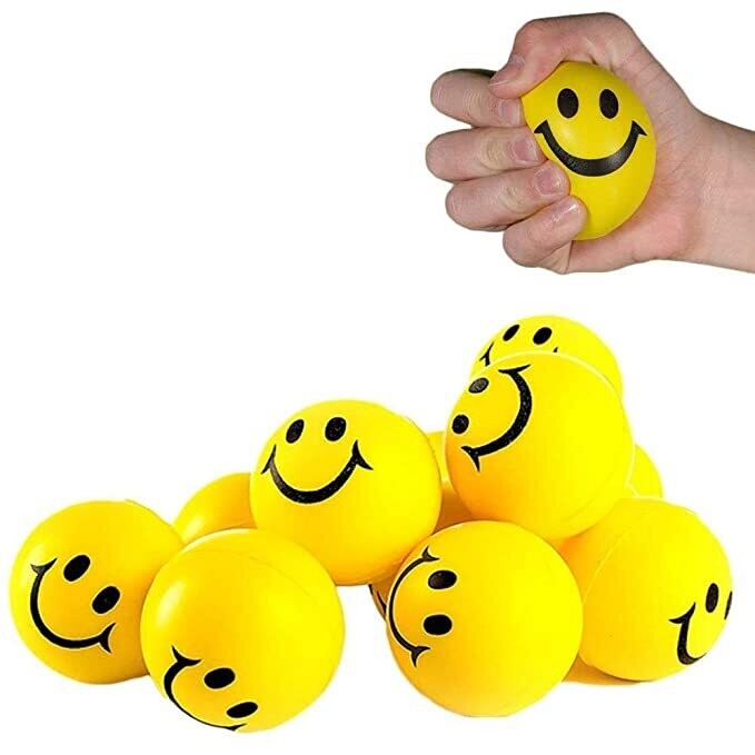 Rubber Smiley face Squeeze Ball Soft Stress Ball (pack of 3)