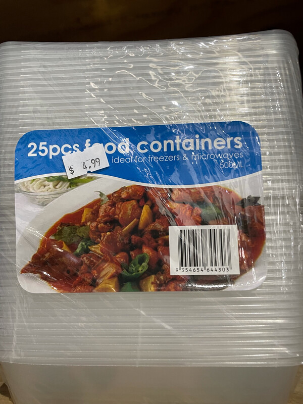 25 Pack Food Container 500ml