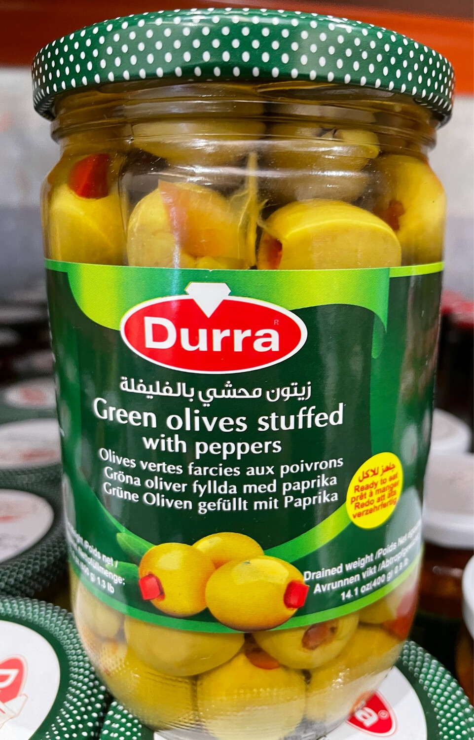 Durra Green Olives Stuffed With Peppers